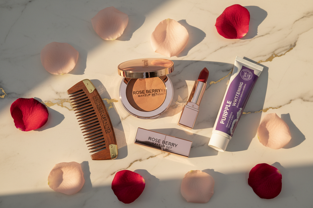 Always Reliables - Premium Beauty & Grooming Collection - Featuring Rose Berry Makeup, Bakhoor Comb, and Purple Toothpaste