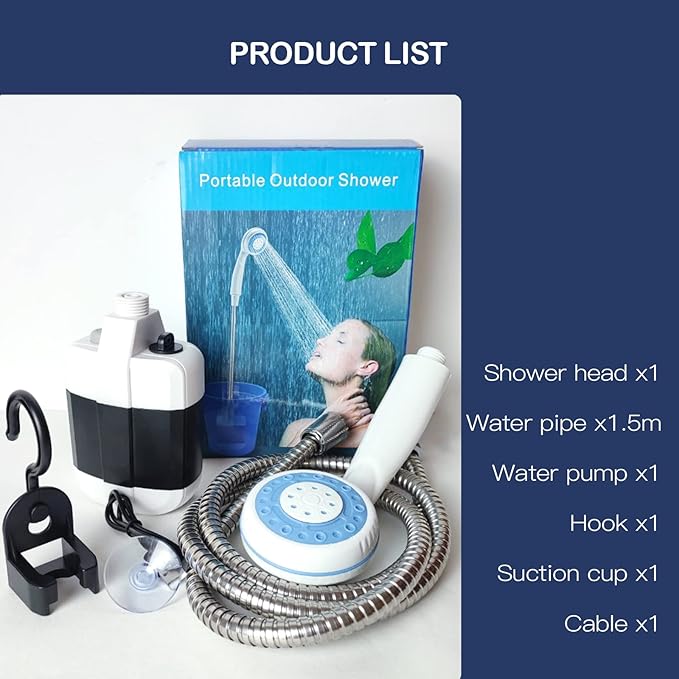 Portable Camping Shower, Electric Shower Pump