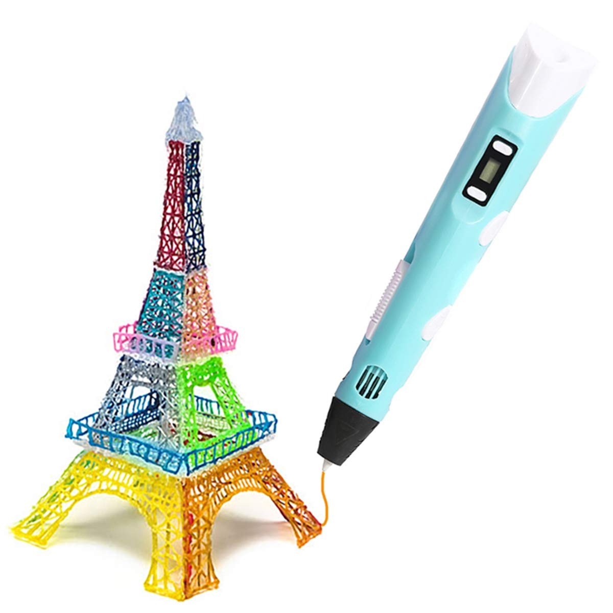 Detailed view of an Eiffel Tower model created with a 3D printing doodler pen for kids.