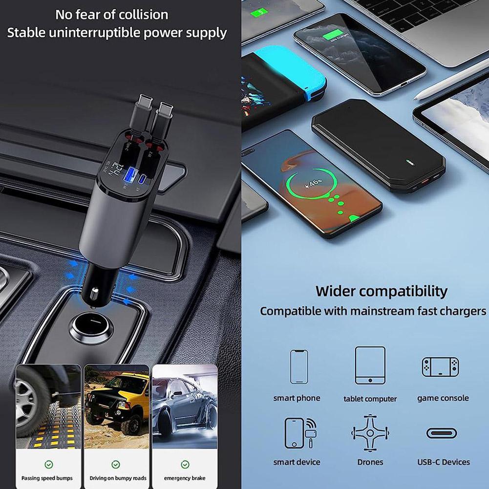 multi-port fast car charger charging phones and tablets simultaneously