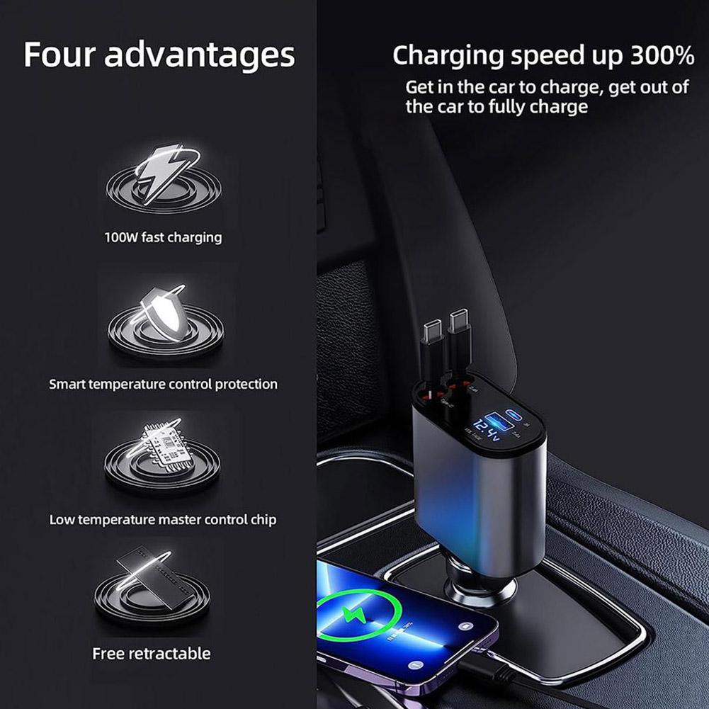 smart car charger with voltage display and adjustable angle design