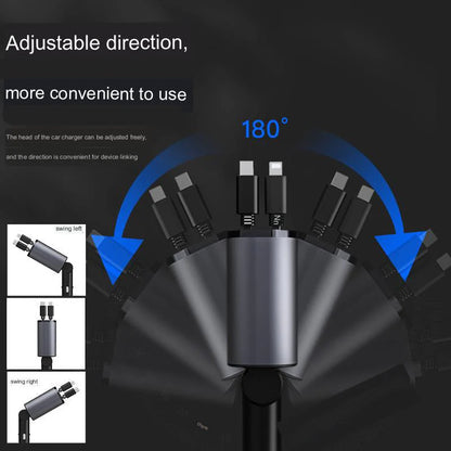 tangle-free retractable cable car charger for clean car interior