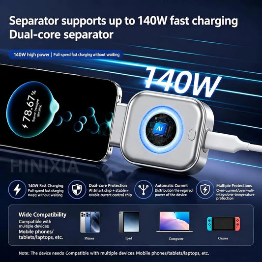 140W Charger, Fast Charger, AI Auto Stop Charger, Type-C Adapter, UAE Gadgets, Mobile Accessories