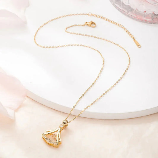 Rhinestone Decor Pendant Necklace with sparkling charm.