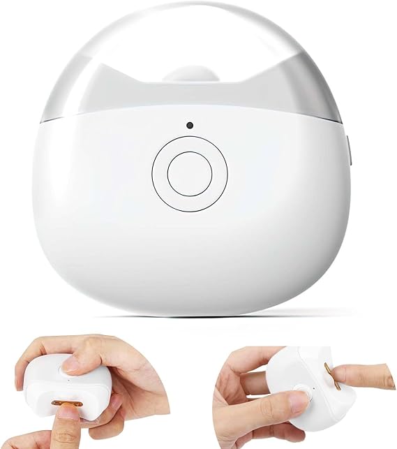 White electric baby nail clipper with cat-ear design, safe and ergonomic nail trimmer for toddlers