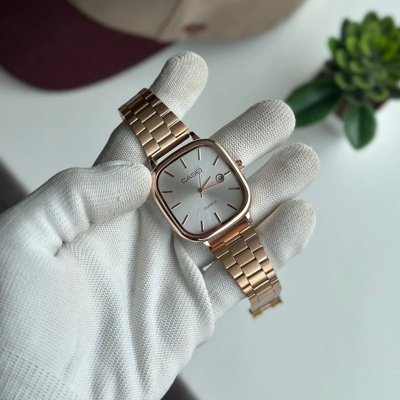 Classic Square Dial Men's Watch – Stainless Steel Elegant Timepiece