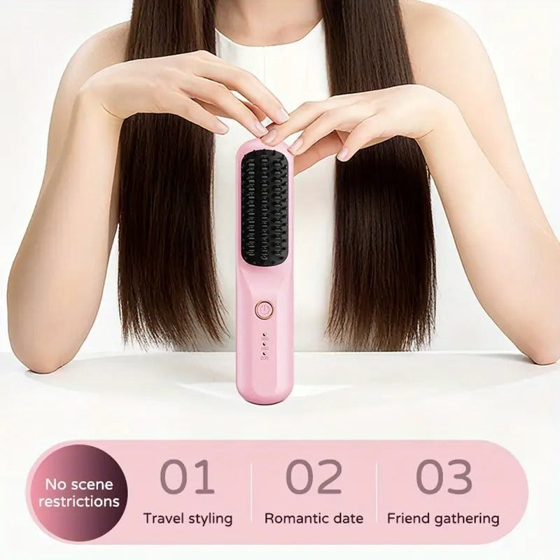 Portable Cordless Hair Straightener Brush – Salon-Quality Styling Anywhere, Anytime