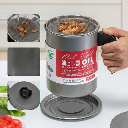 Stainless Steel Oil Filter Pot with Tray for Kitchen